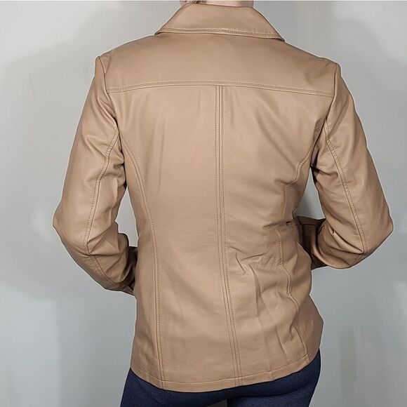 Dennis Basso Leather Jacket Tan size small - Picture 4 of 10